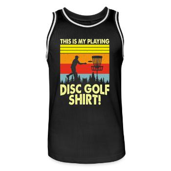 Discgolf Disc Golf - Men's Basketball Jersey - black/white - Front - AI Model Male 185 dark (185cm)
