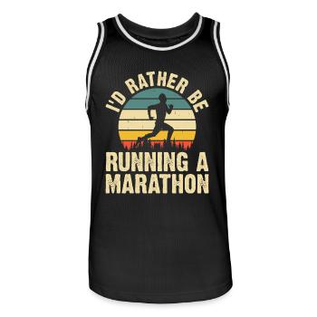 Jogging Running Marathon - Men's Basketball Jersey - black/white - Front - AI Model Male 185 dark (185cm)