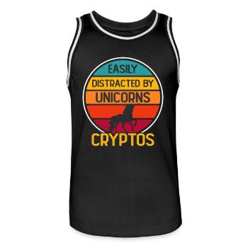 Krypto Kryptowährung Einhorn - Männer Basketball-Trikot - Schwarz/Weiß - Vorne - AI Model Male 185 dark (185cm)