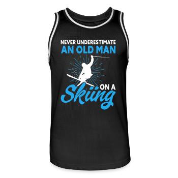 Ski Skiing Skiers - Men's Basketball Jersey - black/white - Front - AI Model Male 185 dark (185cm)