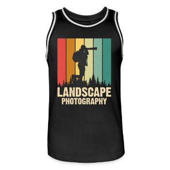 Photographer - Men's Basketball Jersey - black/white - Front - AI Model Male 185 dark (185cm)