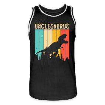 Oncle T Rex Onkelsaurus - Maillot de basket Homme - noir/blanc - Devant - AI Model Male 185 dark (185cm)