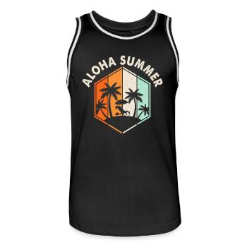 Aloha Été - Maillot de basket Homme - noir/blanc - Devant - AI Model Male 185 dark (185cm)