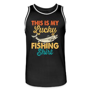 Fishing Anglers Fishing - Men's Basketball Jersey - black/white - Front - AI Model Male 185 dark (185cm)
