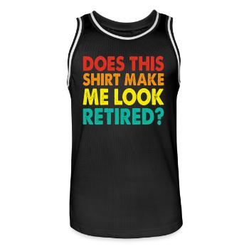 Pensioner pension - Men's Basketball Jersey - black/white - Front - AI Model Male 185 dark (185cm)