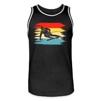 Ski Skiing Skiers - Men's Basketball Jersey - black/white - Front - AI Model Male 185 dark (185cm)