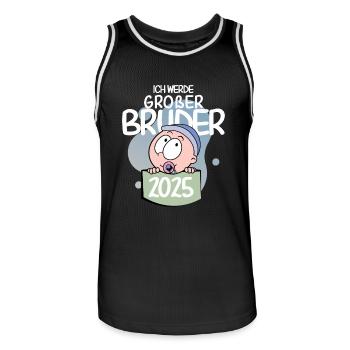 Großer Bruder 2025 - Männer Basketball-Trikot - Schwarz/Weiß - Vorne - AI Model Male 185 dark (185cm)