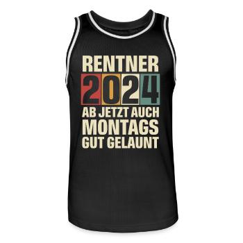 Rentner 2024 Rente - Männer Basketball-Trikot - Schwarz/Weiß - Vorne - AI Model Male 185 dark (185cm)