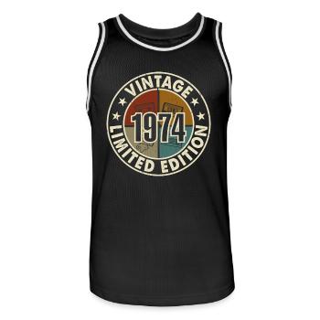 50e anniversaire 1974 millésime millésime - Maillot de basket Homme - noir/blanc - Devant - AI Model Male 185 dark (185cm)