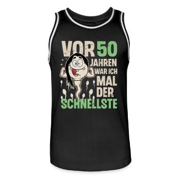 50. Geburtstag 50 Jahre War Ich Mal Der Schnellste - Männer Basketball-Trikot - Schwarz/Weiß - Vorne - AI Model Male 185 dark (185cm)