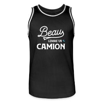 Beau comme un camion - Maillot de basket Homme - noir/blanc - Devant - AI Model Male 185 dark (185cm)