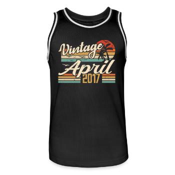 April 2017 Birthday Vintage Gift Idea 2017 - Men's Basketball Jersey - black/white - Front - AI Model Male 185 dark (185cm)