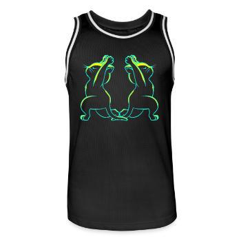 Yoga Vintage Retro 80s 90s Cat Cats - Men's Basketball Jersey - black/white - Front - AI Model Male 185 dark (185cm)