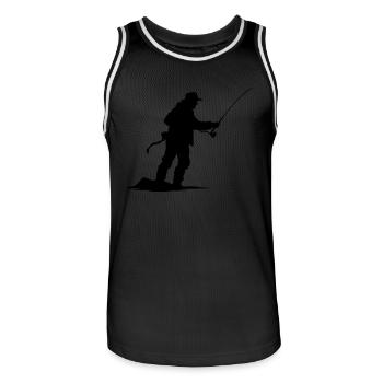 Fishing Man Silhouette - Men's Basketball Jersey - black/white - Front - AI Model Male 185 dark (185cm)