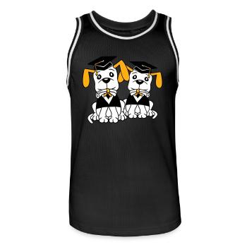 Dogs School Graduation Certificate Gymnasium College Abi - Men's Basketball Jersey - black/white - Front - AI Model Male 185 dark (185cm)