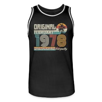 Februar 1978 Geburtstag Februar 1978 Geschenk - Männer Basketball-Trikot - Schwarz/Weiß - Vorne - AI Model Male 185 dark (185cm)