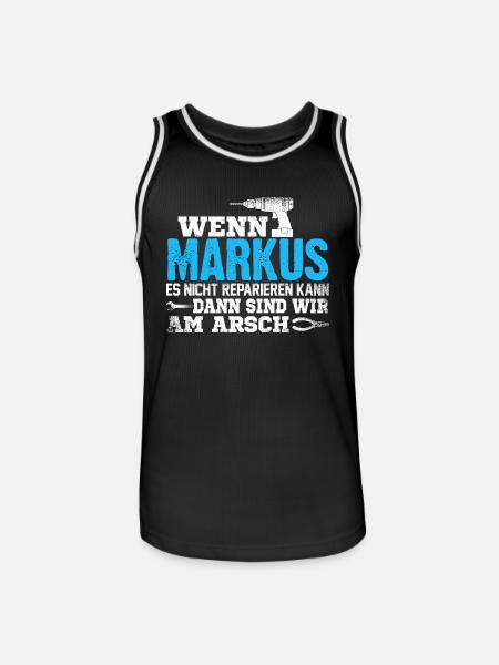 MARKUS - kann es reparieren - Männer Basketball-Trikot - Schwarz/Weiß