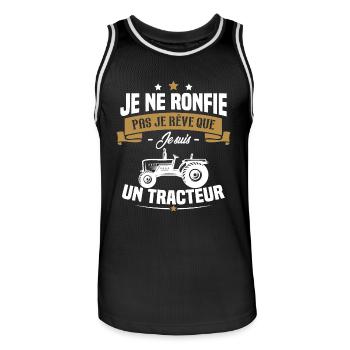 Je ne ronfle pas je rêve que je suis un tracteur - Maillot de basket Homme - noir/blanc - Devant - AI Model Male 185 dark (185cm)