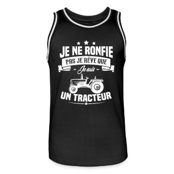 Je ne ronfle pas je rêve que je suis un tracteur - Maillot de basket Homme - noir/blanc - Devant - AI Model Male 185 dark (185cm)