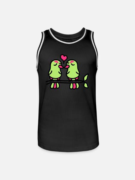oiseaux dans l'amour 3 - Maillot de basket Homme - noir/blanc