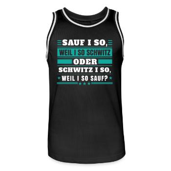 Sauf i so weil i schwitz? - Männer Basketball-Trikot - Schwarz/Weiß - Vorne - AI Model Male 185 dark (185cm)