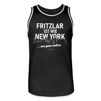 Fritzlar ist wie New York - Männer Basketball-Trikot - Schwarz/Weiß - Vorne - AI Model Male 185 dark (185cm)