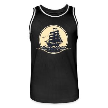 Piratenschiff - Männer Basketball-Trikot - Schwarz/Weiß - Vorne - AI Model Male 185 dark (185cm)