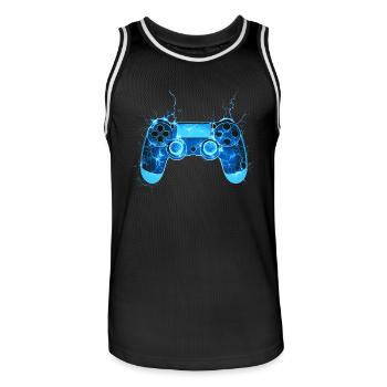 La manette de jeu clignote Cool Gamer Gift - Maillot de basket Homme - noir/blanc - Devant - AI Model Male 185 dark (185cm)