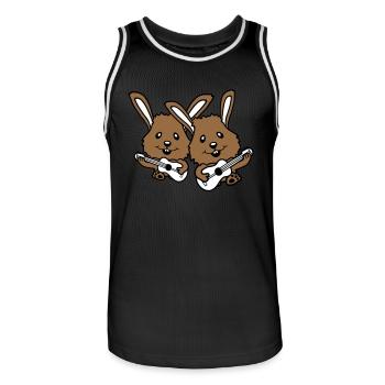 2 Bunnies Friends Team Play Guitar Music Band - Men's Basketball Jersey - black/white - Front - AI Model Male 185 dark (185cm)