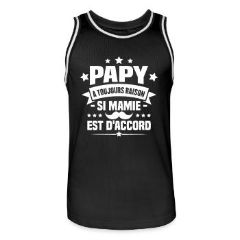 Papy a toujours raison si mamie est d'accord - Maillot de basket Homme - noir/blanc - Devant - AI Model Male 185 dark (185cm)