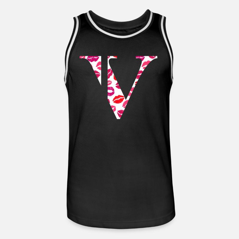 Lettera v baci - Maglia da basket per uomo - nero/bianco
