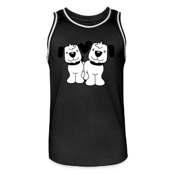 2 Hunde Team Stehen Zwei Freunde Crew Glücklich - Männer Basketball-Trikot - Schwarz/Weiß - Vorne - AI Model Male 185 dark (185cm)