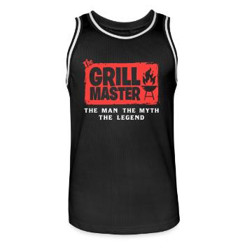The Grillmaster BBQ Grilling Cult Saying - Men's Basketball Jersey - black/white - Front - AI Model Male 185 dark (185cm)