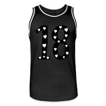 18e anniversaire avec cœur - Maillot de basket Homme - noir/blanc - Devant - AI Model Male 185 dark (185cm)