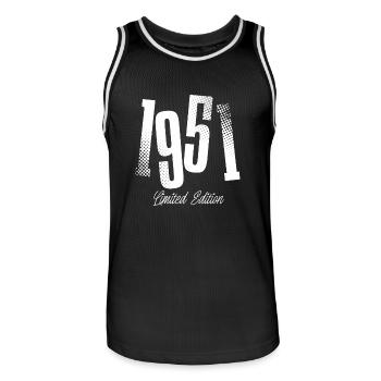 1951 Jahrgang Geburtstag Baujahr Geboren - Männer Basketball-Trikot - Schwarz/Weiß - Vorne - AI Model Male 185 dark (185cm)