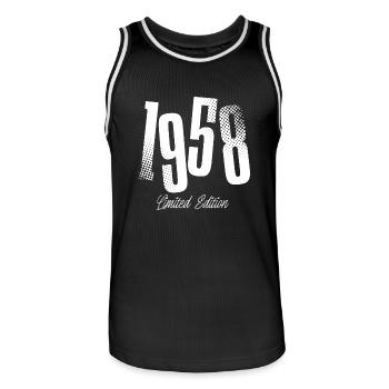 1958 Jahrgang Geburtstag Baujahr Geboren - Männer Basketball-Trikot - Schwarz/Weiß - Vorne - AI Model Male 185 dark (185cm)