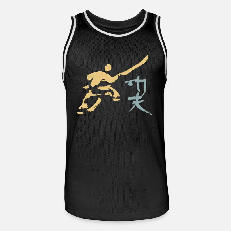 Kungfu - Shaolin Mönch mit Hellbarde - Männer Basketball-Trikot - Schwarz/Weiß