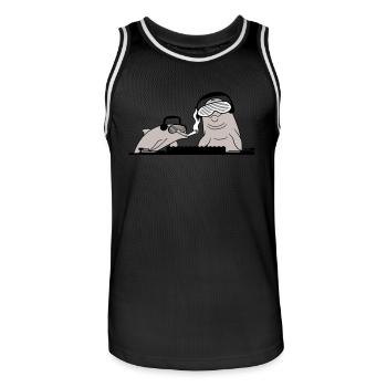 Deux Dauphins Drôles DJ Équipe Mixer Musique de Fête - Maillot de basket Homme - noir/blanc - Devant - AI Model Male 185 dark (185cm)