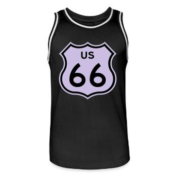 Route 66 - Men's Basketball Jersey - black/white - Front - AI Model Male 185 dark (185cm)