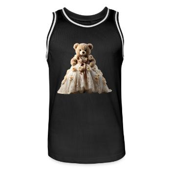 Ours en peluche en robe de mariée - Maillot de basket Homme - noir/blanc - Devant - AI Model Male 185 dark (185cm)