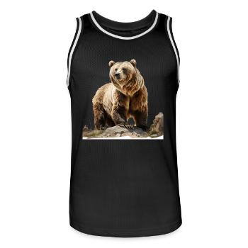 Brown bears are large, formidable predators - Men's Basketball Jersey - black/white - Front - AI Model Male 185 dark (185cm)