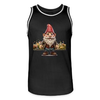 Humor in the garden with the garden gnome - Men's Basketball Jersey - black/white - Front - AI Model Male 185 dark (185cm)