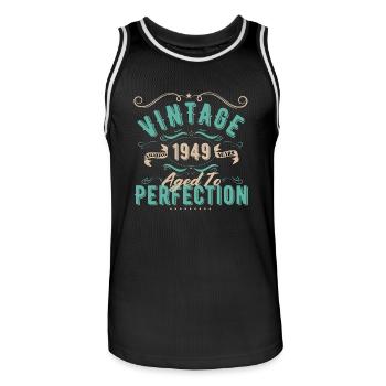 Vintage 1949 - 1949 Birthday Gift - Men's Basketball Jersey - black/white - Front - AI Model Male 185 dark (185cm)