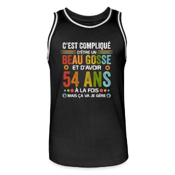 54 ans Cadeau Anniversaire 54 ans Drôle - Maillot de basket Homme - noir/blanc - Devant - AI Model Male 185 dark (185cm)