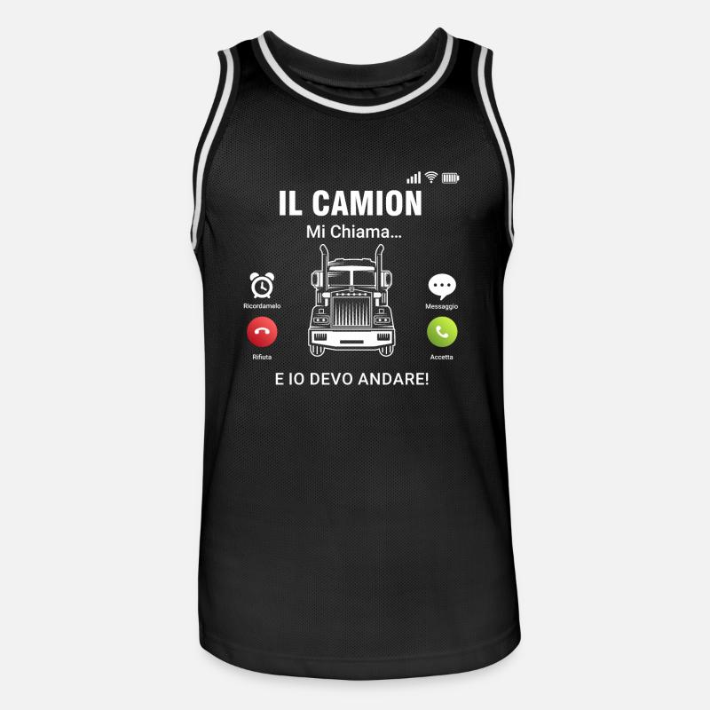 il camion Mi Chiama e io Devo Andare Camionista - Maglia da basket per uomo - nero/bianco