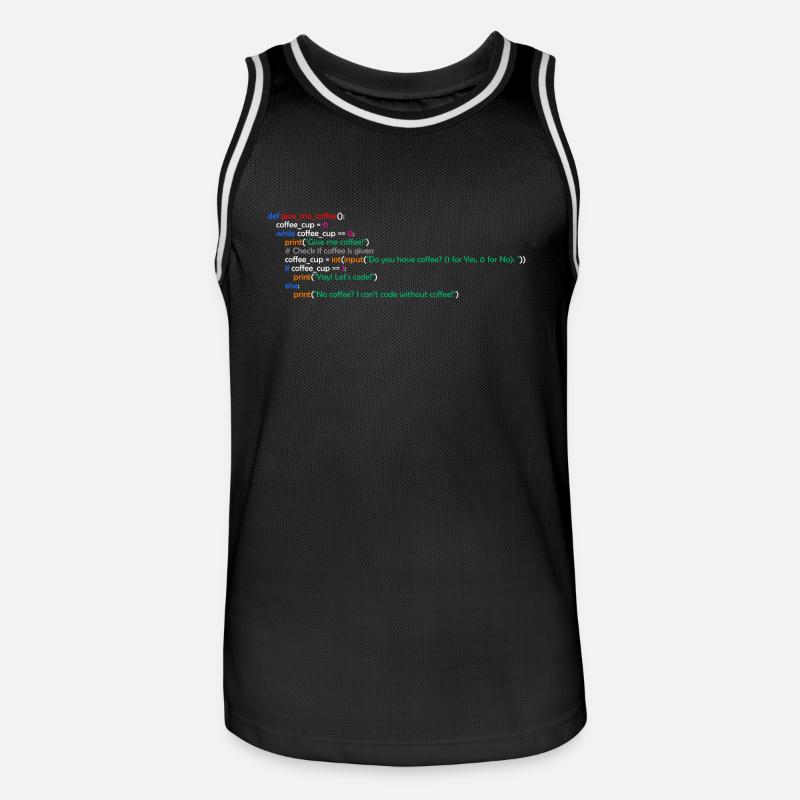 Kaffee, Programmierung, Lustig, Coffee - Männer Basketball-Trikot - Schwarz/Weiß