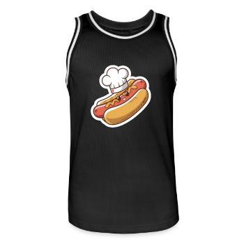 Cute kawaii hot dog - Men's Basketball Jersey - black/white - Front - AI Model Male 185 dark (185cm)