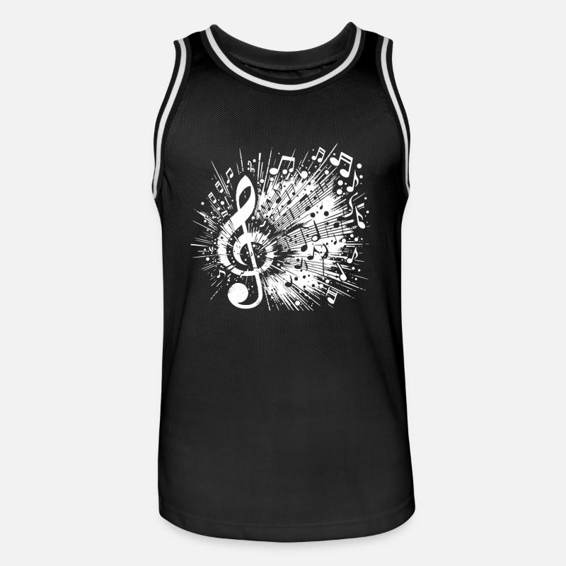 Exploding Music Clef Scale - Men's Basketball Jersey - black/white
