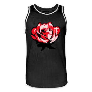 Pretty Beautiful Rose Blossom Leaf Roses Romantic - Men's Basketball Jersey - black/white - Front - AI Model Male 185 dark (185cm)