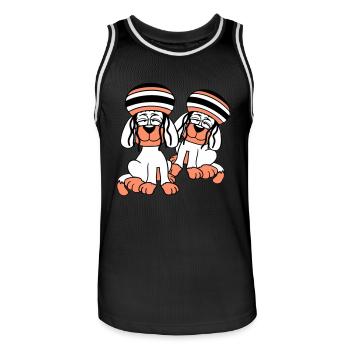 2 chiens Reggae Dreadlocks Chapeau Chill Détendu - Maillot de basket Homme - noir/blanc - Devant - AI Model Male 185 dark (185cm)